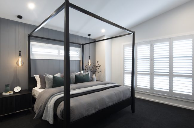 San Tropez 273 master bedroom with shutter blinds
