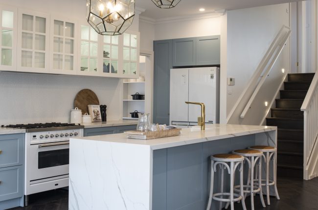 Whitehaven 238 kitchen with marble island bench