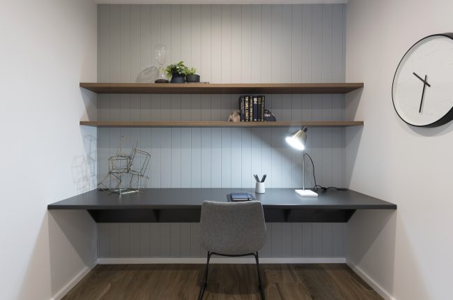 Monaco 1 211 study nook with grey panelled walls