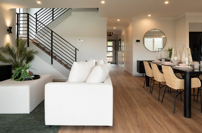 Byron 250 living and dining room with staircase