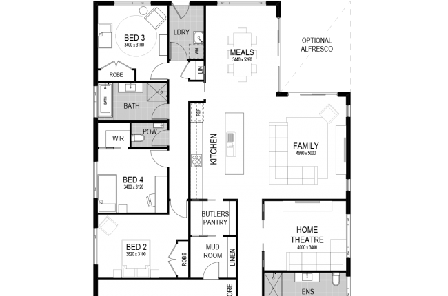 avoca 245 floor plan with garage on the left - rotated
