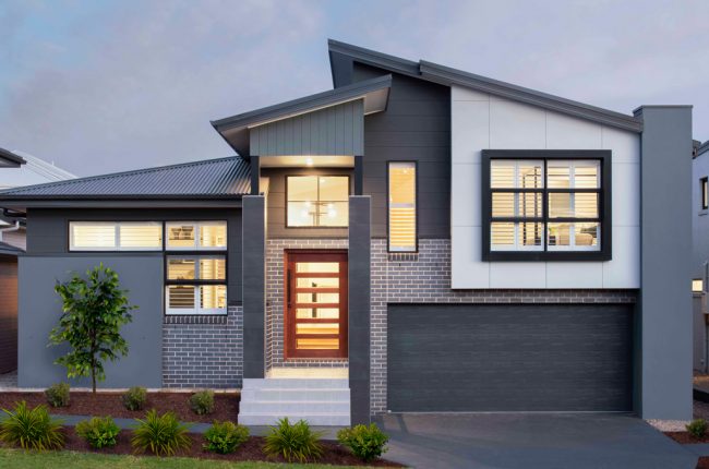 San Tropez Split Level Home Design with timber door