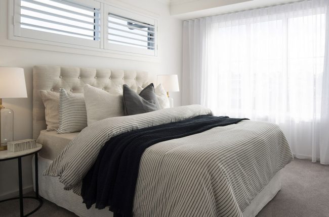 Whitehaven 238 bedroom with striped bedspread