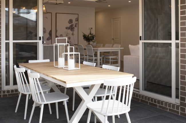 Avalon 2 220 outdoor entertaining area with white furniture