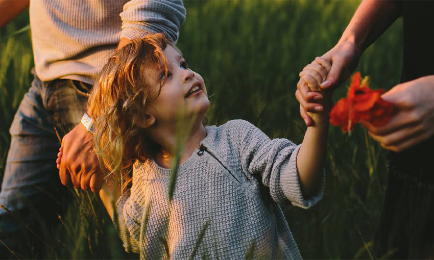 family walking through park at menangle park