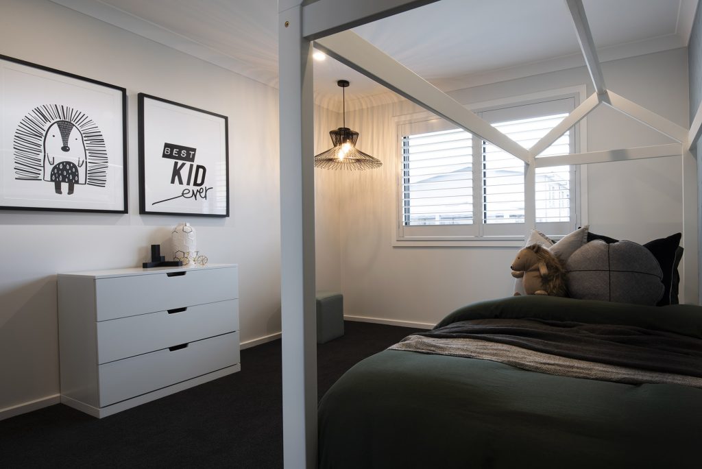 blue kid's bedroom with bed