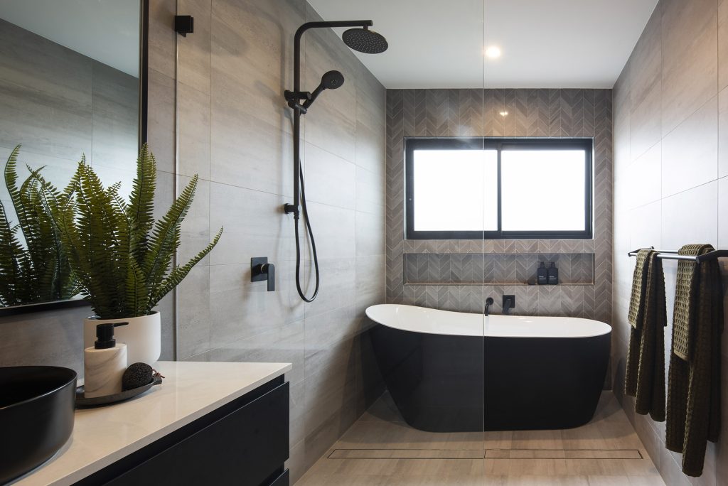 black freestanding bath
