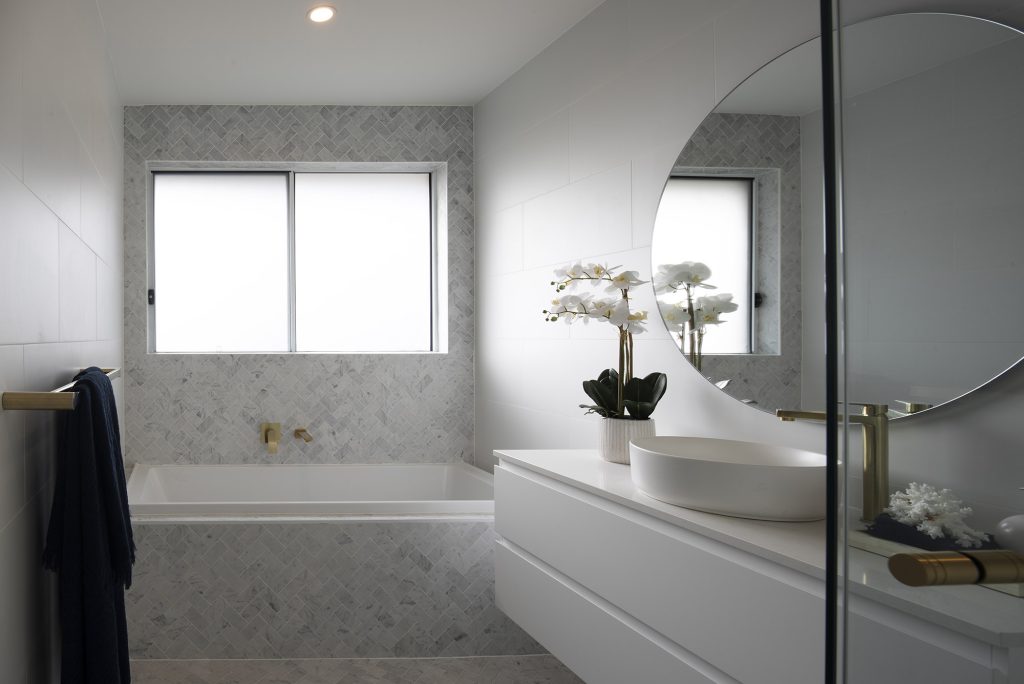 tiled inset bath