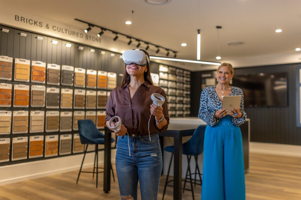 client experiencing a display home virtual tour