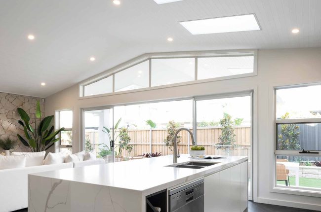 Trinity 286 kitchen with rake ceiling